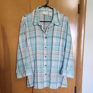 Alfred Dunner Blue Plaid Blouse